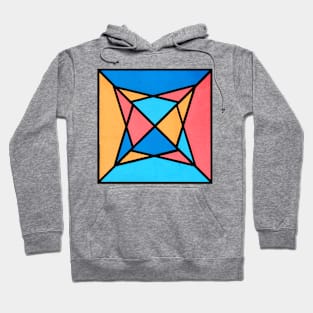 Peach Coral Blue Geometric Abstract Acrylic Painting II Hoodie